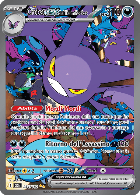 234-182 Crobat ex del Team Rocket Illustrazione Rara DRI Rivali Predestinati ITA NM