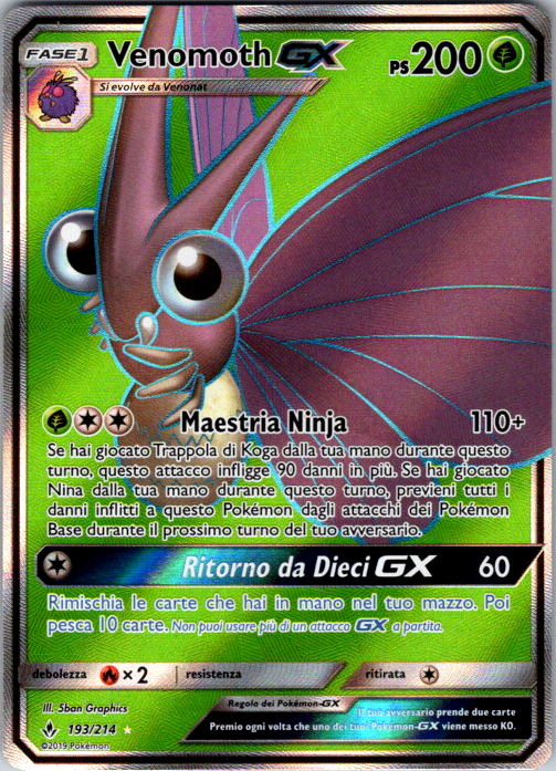 193-214 Venomoth GX UNB Legami Inossidabili ITA PLAYED