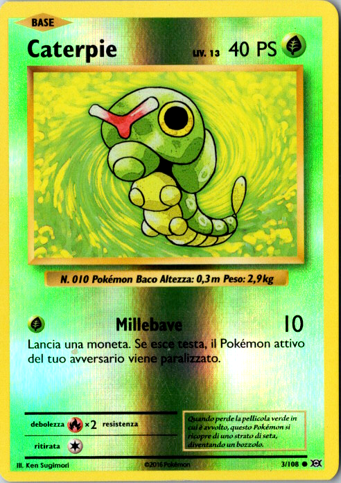 3-108 Caterpie Reverse Holo EVO Evoluzioni ITA EXCELLENT