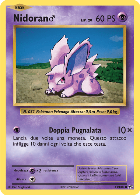 043-108r Nidoran♂ Comune Reverse EVO Evoluzioni ITA EXCELLENT
