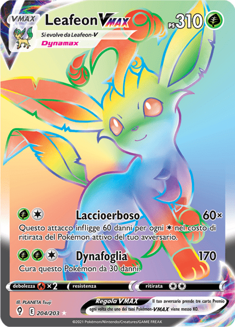 204-203 Leafeon VMAX Rara Segreta EVS Evoluzioni Eteree ITA NM