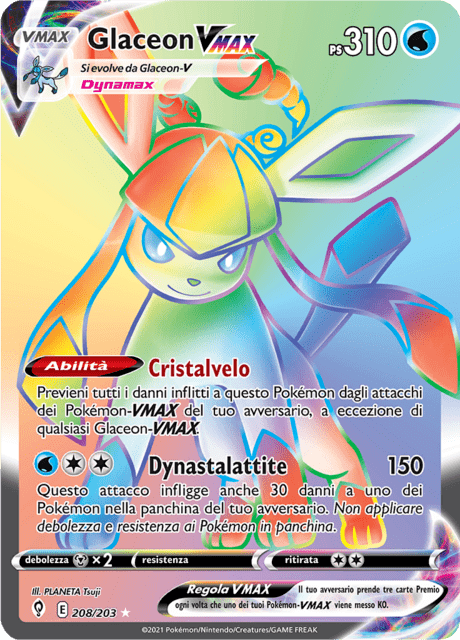 208-203 Glaceon VMAX Rara Segreta EVS Evoluzioni Eteree ITA NM
