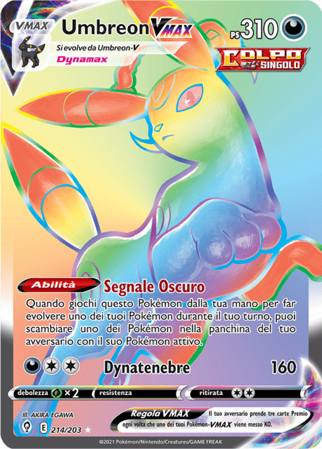 214-203 Umbreon VMAX Rara Segreta EVS Evoluzioni Eteree ITA NM