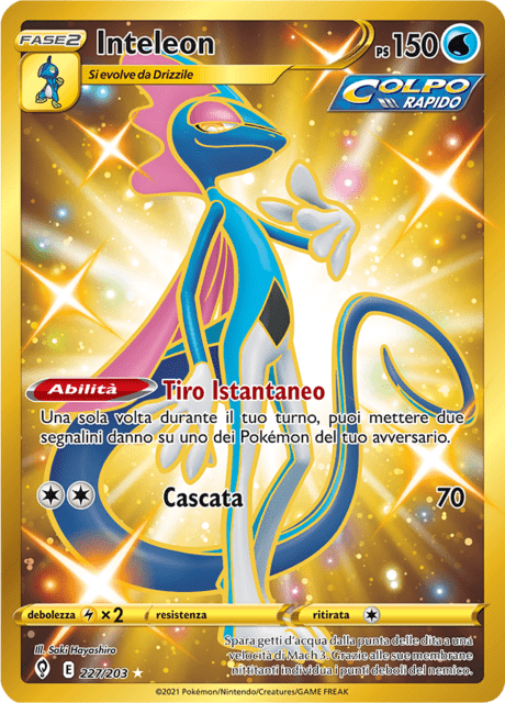 227-203 Inteleon Shiny Gold Rara Segreta EVS Evoluzioni Eteree ITA NM