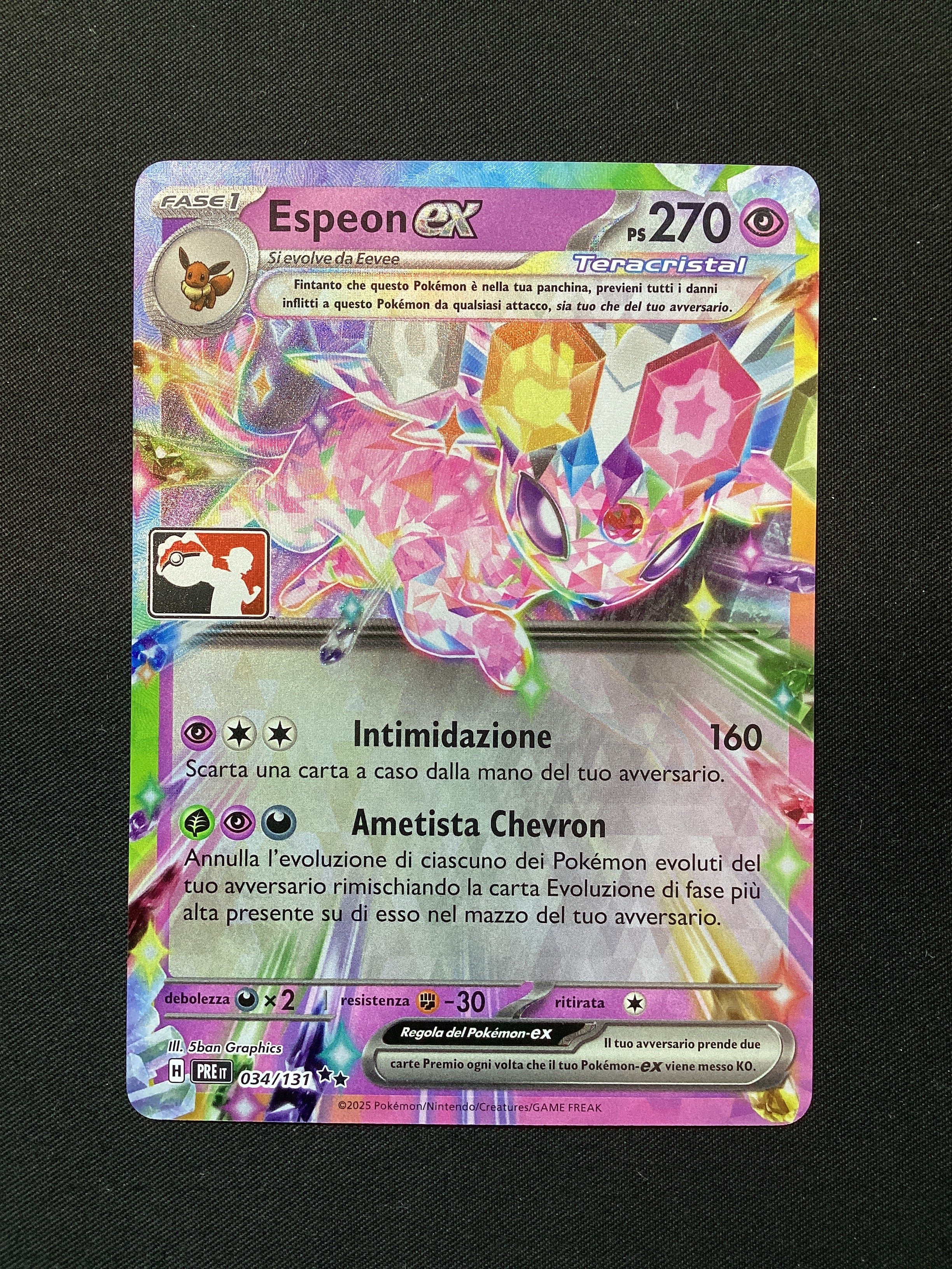 034-131 Espeon ex Play! Pokémon Buste Premio PRE Evoluzioni Prismatiche ITA NM