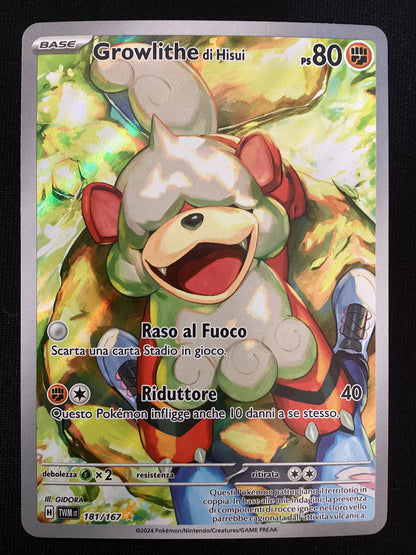 181-167 Growlithe Di Hisui Illustrazione Rara TWM crepuscolo Mascherato ITA NM