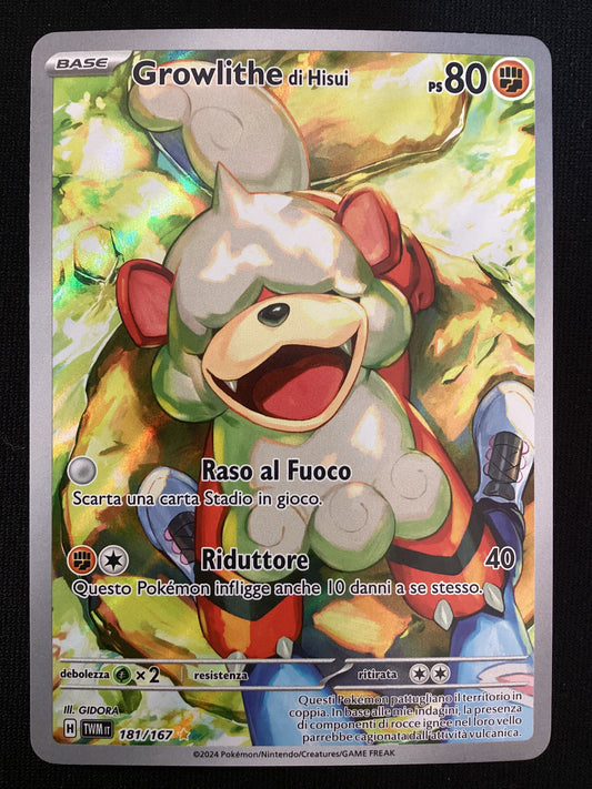 181-167 Growlithe Di Hisui Illustrazione Rara TWM crepuscolo Mascherato ITA NM