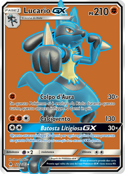 122-131 Lucario GX Full Art FLI Apocalisse di Luce ITA EXCELLENT