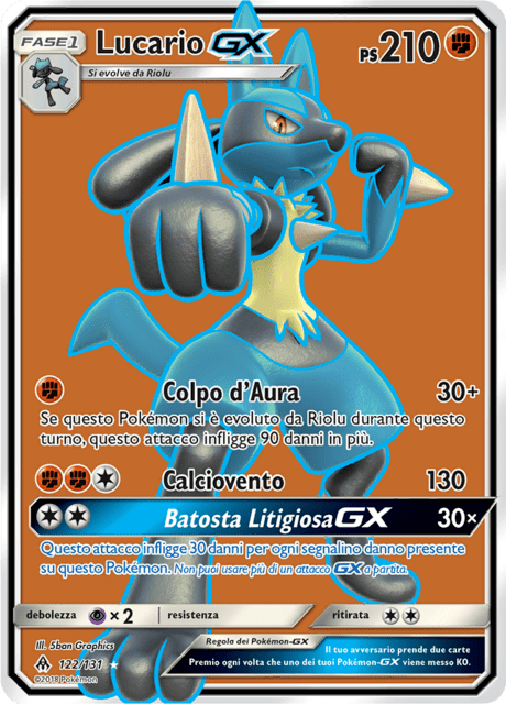 122-131 Lucario GX Full Art FLI Apocalisse di Luce ITA EXCELLENT
