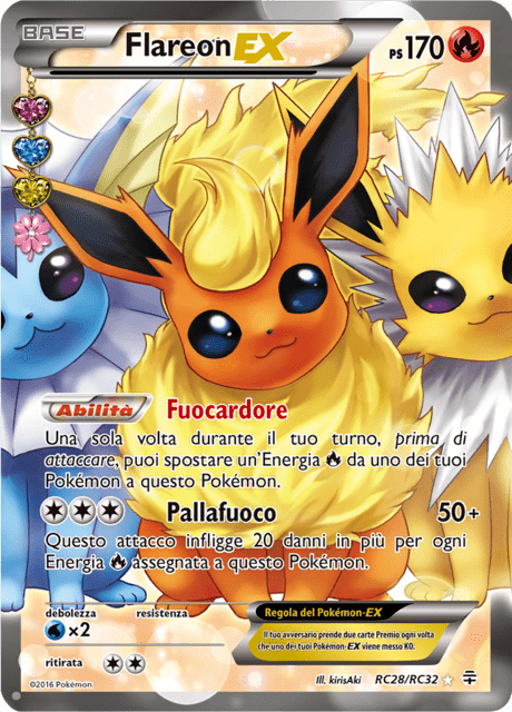 RC28-RC32 Flareon EX Full Art Radiant GRN Generazioni ITA NM