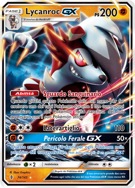 074-145 Lycanroc GX GRI Guardiani Nascenti ITA NM