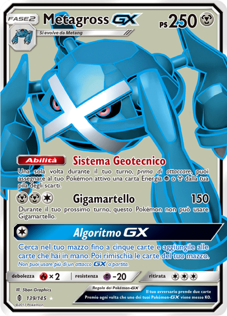 139-145 Metagross GX Full Art GRI Guardiani Nascenti ITA NM