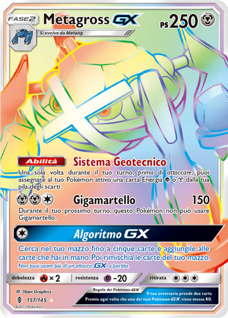 157-145 Metagross GX Rara Segreta GRI Guardiani Nascenti ITA EXCELLENT