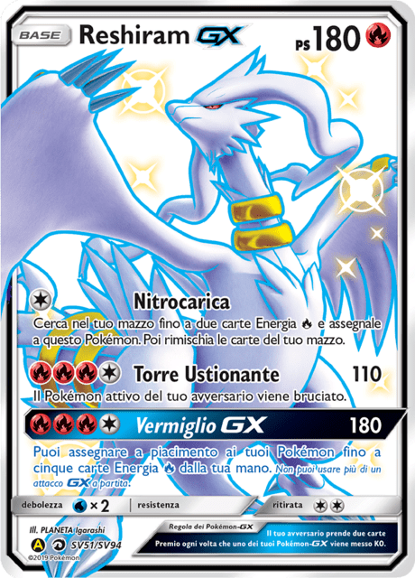 120-68 sv51-sv94 Reshiram GX Ultra Shiny HIF Destino Sfuggente  ITA LIGHT PLAYED (Linea sul fronte)
