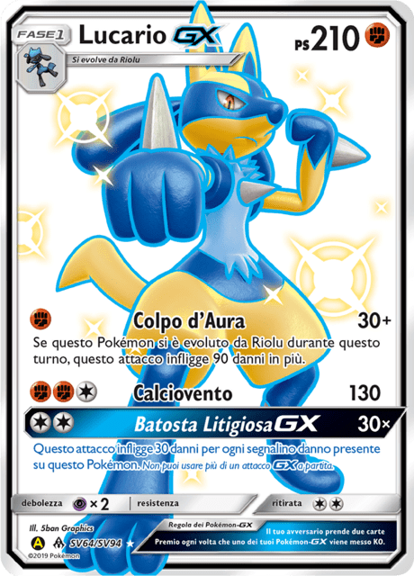 133-68 sv64-sv94 Lucario GX Ultra Shiny FLI Apocalisse di Luce ITA PL