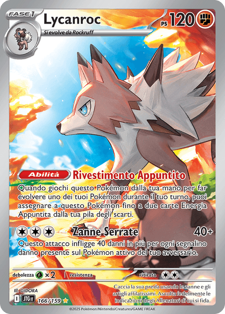 166-159 Lycanroc Illustrazione Rara JTG Avventure Insieme ITA NM