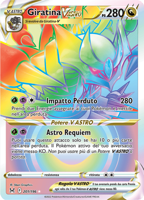 201-196 Giratina V Astro Rara Segreta LOR Origine Perduta  ITA NM