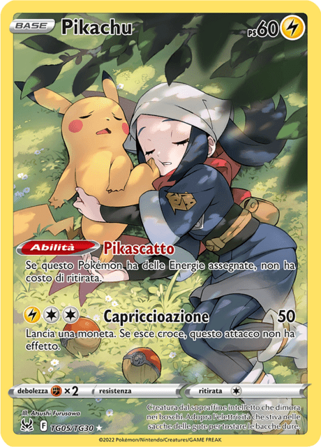 222-196 TG05-TG30 Pikachu Trainer Gallery LOR Origine Perduta ITA NM