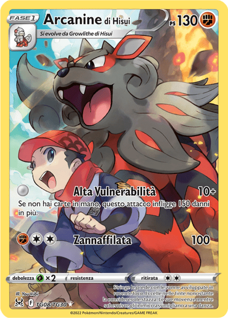 224-196 TG08-TG30 Arcanine Trainer Gallery LOR Origine Perduta ITA NM