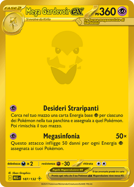 187-132 Mega Gardevoir ex MEG MegaEvoluzione Gold Rara Segreta ITA NM
