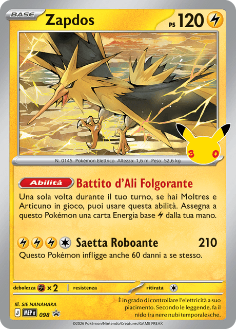 Promo MEP098 Zapdos Holo ITA NM