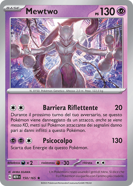 150-165 Mewtwo Rara Holo MEW 151 ITA NM