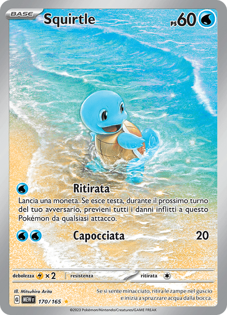 170-165 Squirtle Illustrazione Rara MEW 151 ITA PLAYED