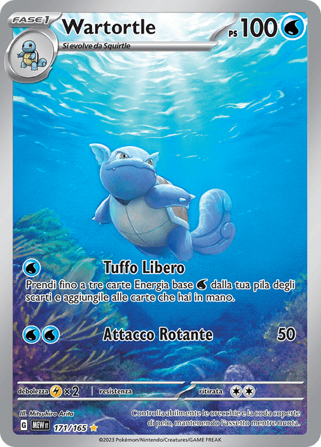 171-165 Wartortle Illustrazione Rara MEW 151 ITA NM