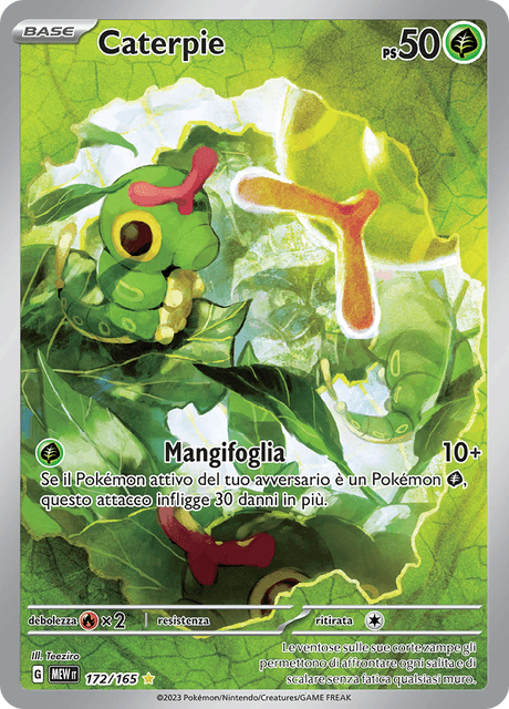 172-165 Caterpie Illustrazione Rara MEW 151  ITA NM