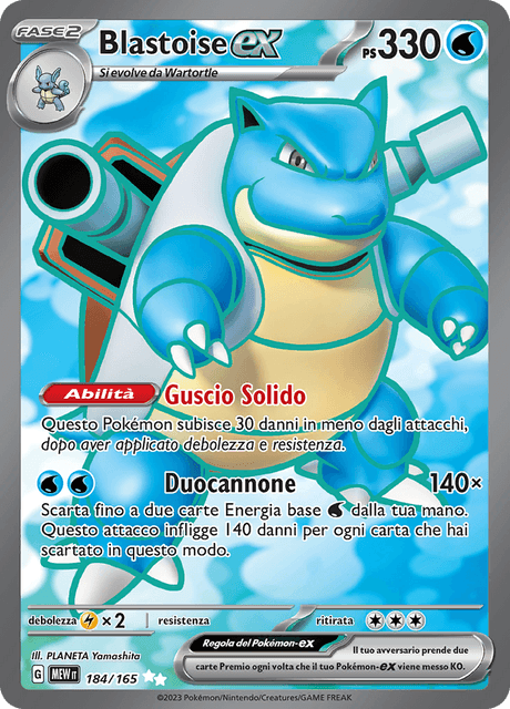 184-165 Blastoise ex Full Art MEW 151  ITA NM