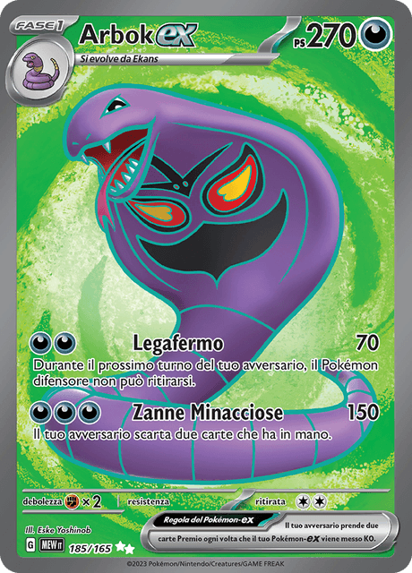 185-165 Arbok ex Full Art MEW 151  ITA NM