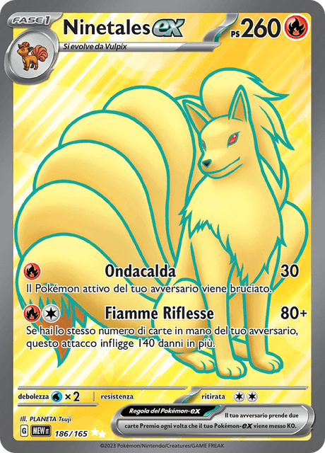 186-165 Ninetales ex Full Art MEW 151  ITA NM