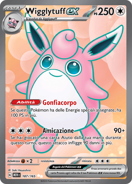 187-165 Wigglytuff ex Full Art MEW 151  ITA NM