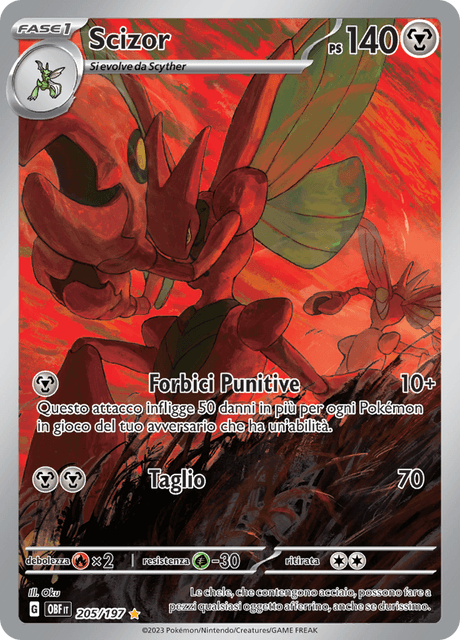 205-197 Scizor Illustrazione Rara OBF Ossidiana Infuocata ITA NM