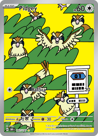 207-197 Pidgey Illustrazione Rara OBF Ossidiana Infuocata ITA EXCELLENT