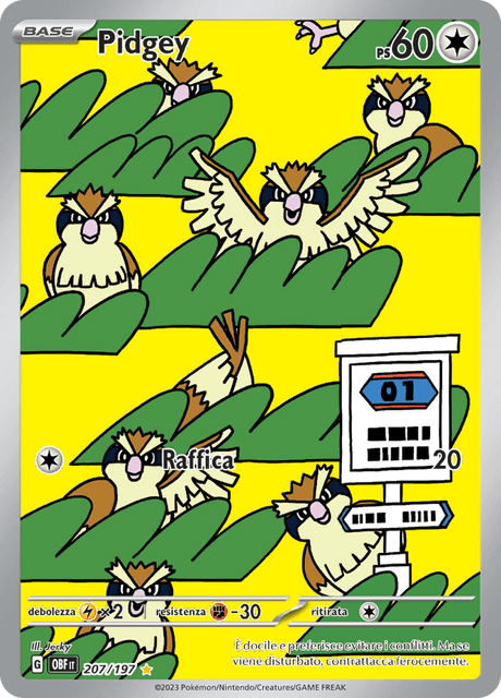 207-197 Pidgey Illustrazione Rara OBF Ossidiana Infuocata ITA NM