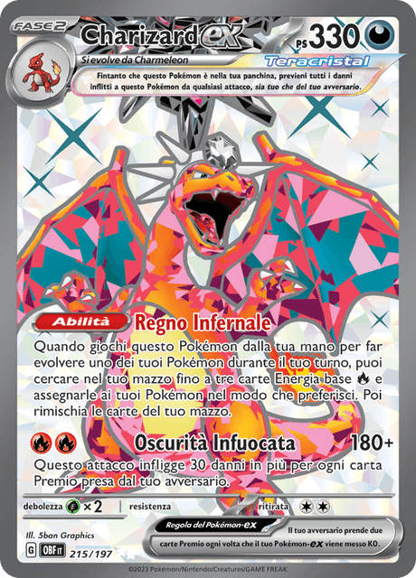 215-197 Charizard ex Teracristal Full Art OBF Ossidiana Infuocata ITA NM