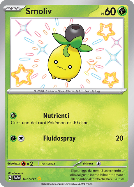 102-091 Smoliv Shiny PAF Destino DI Paldea ITA NM