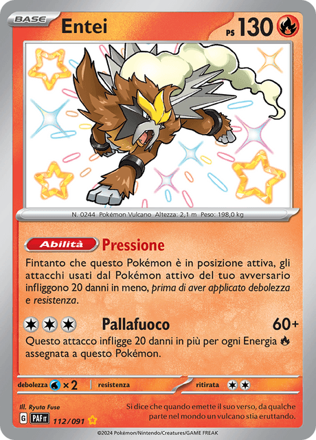 112-091 Entei Shiny PAF Destino DI Paldea ITA POOR
