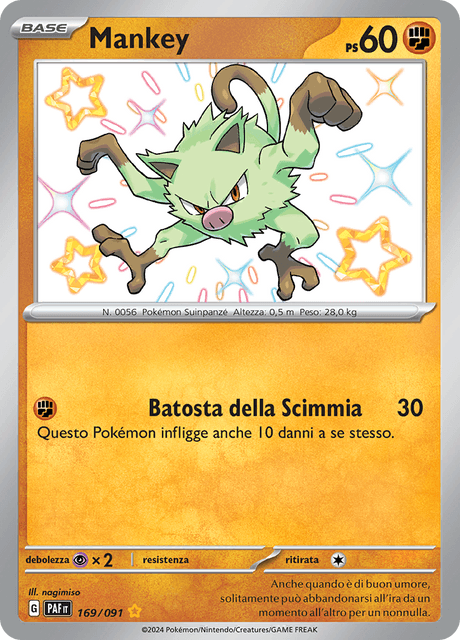 169-091 Mankey Shiny PAF Destino DI Paldea  ITA NM