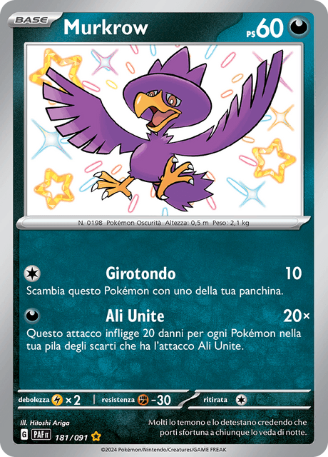 181-091 Murkrow Shiny PAF Destino DI Paldea ITA NM