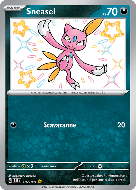 182-091 Sneasel Shiny PAF Destino DI Paldea ITA NM