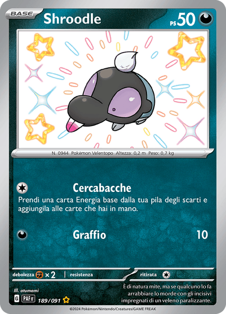 189-091 Shroodle Shiny PAF Destino DI Paldea  ITA NM