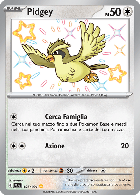 196-091 Pidgey Shiny PAF Destino DI Paldea  ITA NM