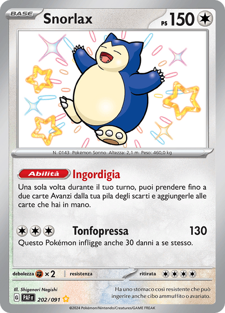 202-091 Snorlax Shiny PAF Destino DI Paldea ITA NM
