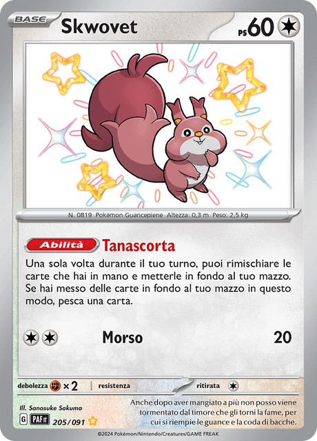 205-091 Skwovet Shiny PAF Destino DI Paldea ITA NM