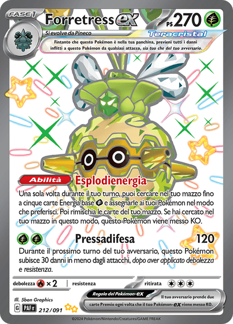 212-091 Forretress ex Teracristal Full Art Ultrarara Shiny PAF Destino DI Paldea ITA NM