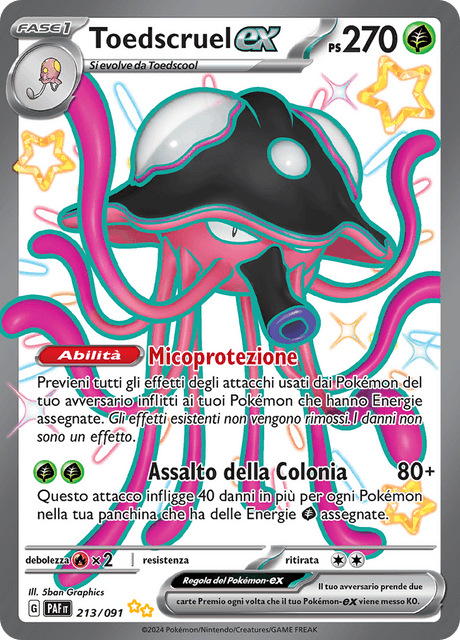 213-091 Toedscruel ex Full Art Ultrarara Shiny PAF Destino DI Paldea ITA NM