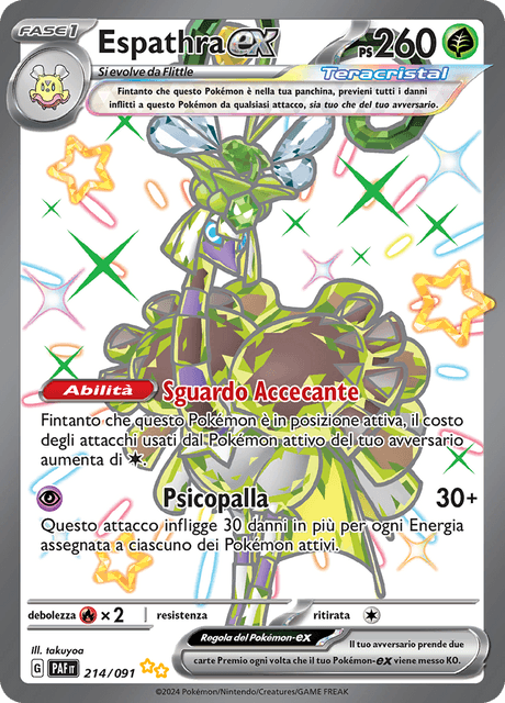 214-091 Espathra ex Teracristal Full Art Ultrarara Shiny PAF Destino DI Paldea ITA NM