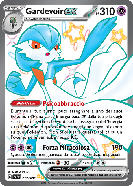 217-091 Gardevoir ex Full Art Ultrarara Shiny PAF Destino DI Paldea ITA NM